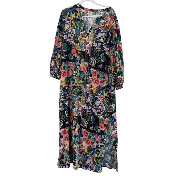 Johnny Was Layla Puff Sleeve Maxi Cover Up Dress Multi - Picture 6 of 10